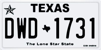 TX license plate DWD1731