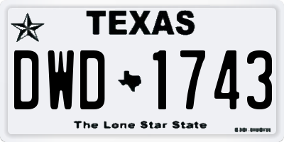TX license plate DWD1743