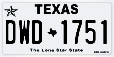 TX license plate DWD1751
