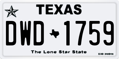 TX license plate DWD1759