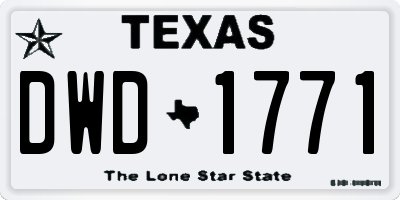 TX license plate DWD1771