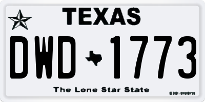 TX license plate DWD1773