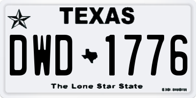 TX license plate DWD1776