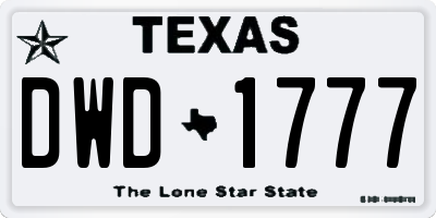 TX license plate DWD1777