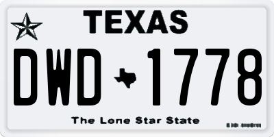 TX license plate DWD1778
