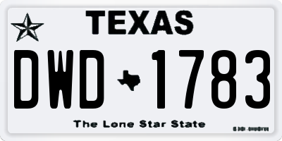 TX license plate DWD1783