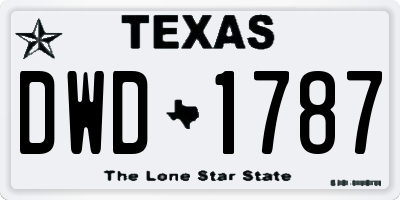 TX license plate DWD1787