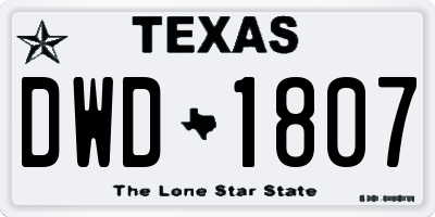 TX license plate DWD1807
