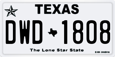 TX license plate DWD1808
