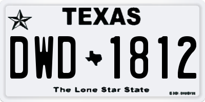 TX license plate DWD1812