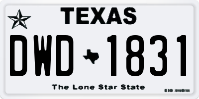 TX license plate DWD1831