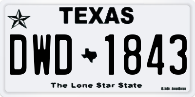 TX license plate DWD1843