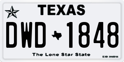 TX license plate DWD1848