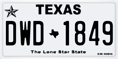 TX license plate DWD1849