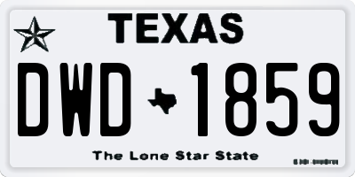 TX license plate DWD1859