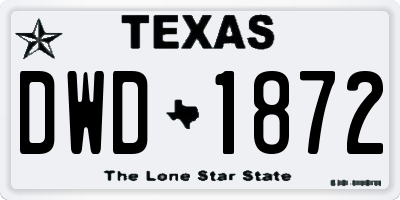 TX license plate DWD1872