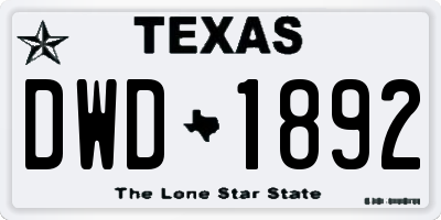 TX license plate DWD1892