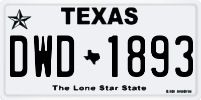 TX license plate DWD1893