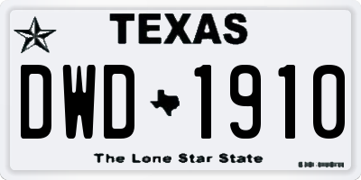 TX license plate DWD1910