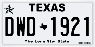 TX license plate DWD1921