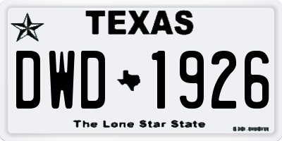 TX license plate DWD1926