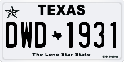 TX license plate DWD1931