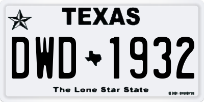 TX license plate DWD1932
