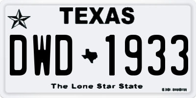 TX license plate DWD1933