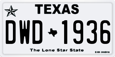 TX license plate DWD1936