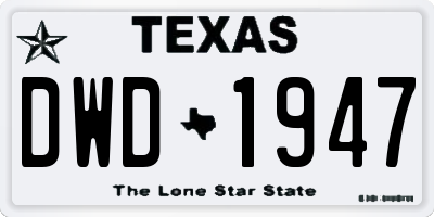 TX license plate DWD1947