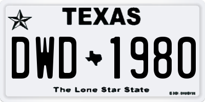 TX license plate DWD1980