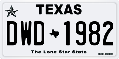 TX license plate DWD1982