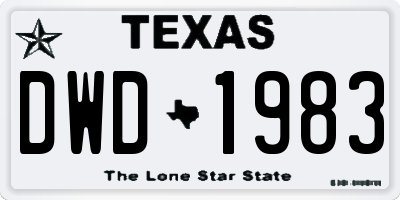 TX license plate DWD1983