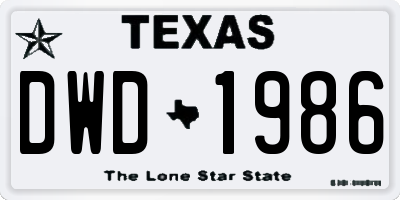 TX license plate DWD1986