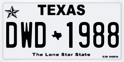 TX license plate DWD1988