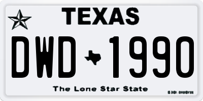TX license plate DWD1990