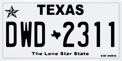 TX license plate DWD2311