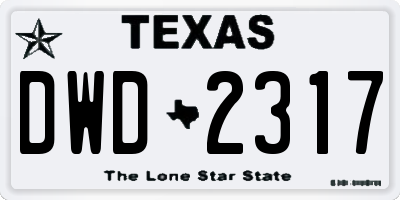 TX license plate DWD2317