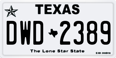TX license plate DWD2389
