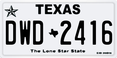 TX license plate DWD2416