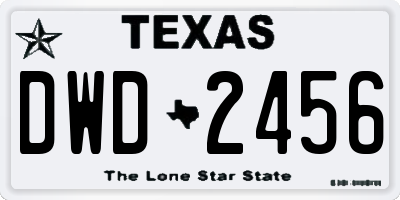 TX license plate DWD2456