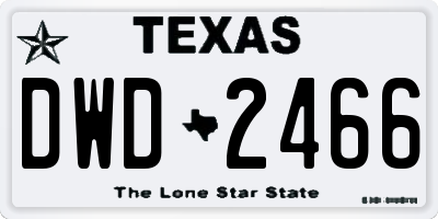 TX license plate DWD2466