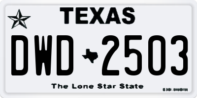 TX license plate DWD2503