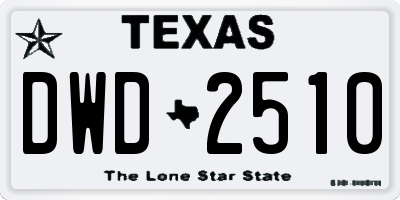 TX license plate DWD2510