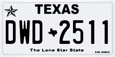 TX license plate DWD2511