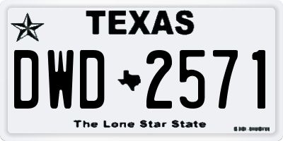 TX license plate DWD2571