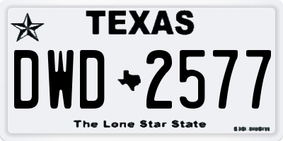 TX license plate DWD2577