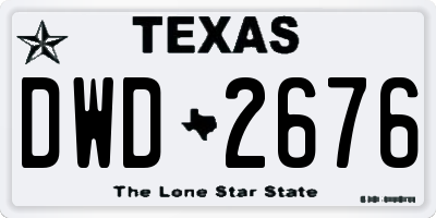 TX license plate DWD2676