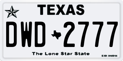 TX license plate DWD2777