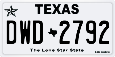TX license plate DWD2792